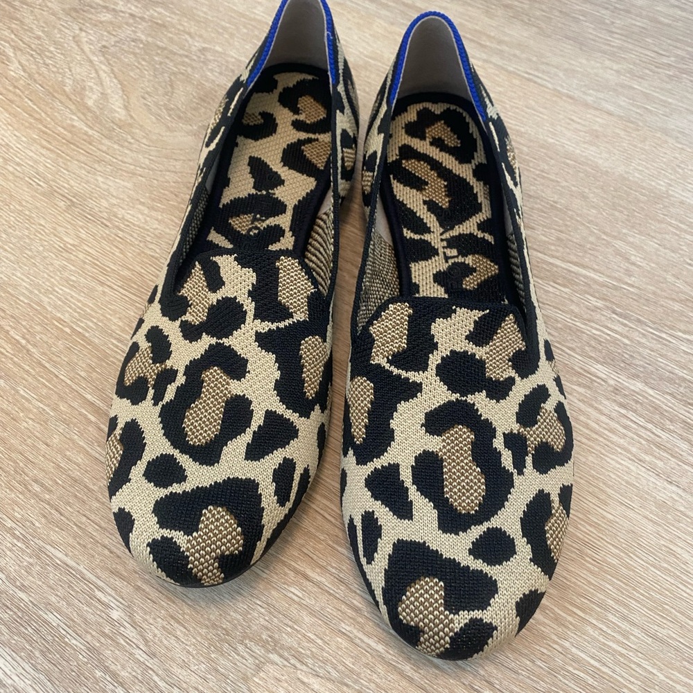 Rothy's Black and Tan Leopard Loafers